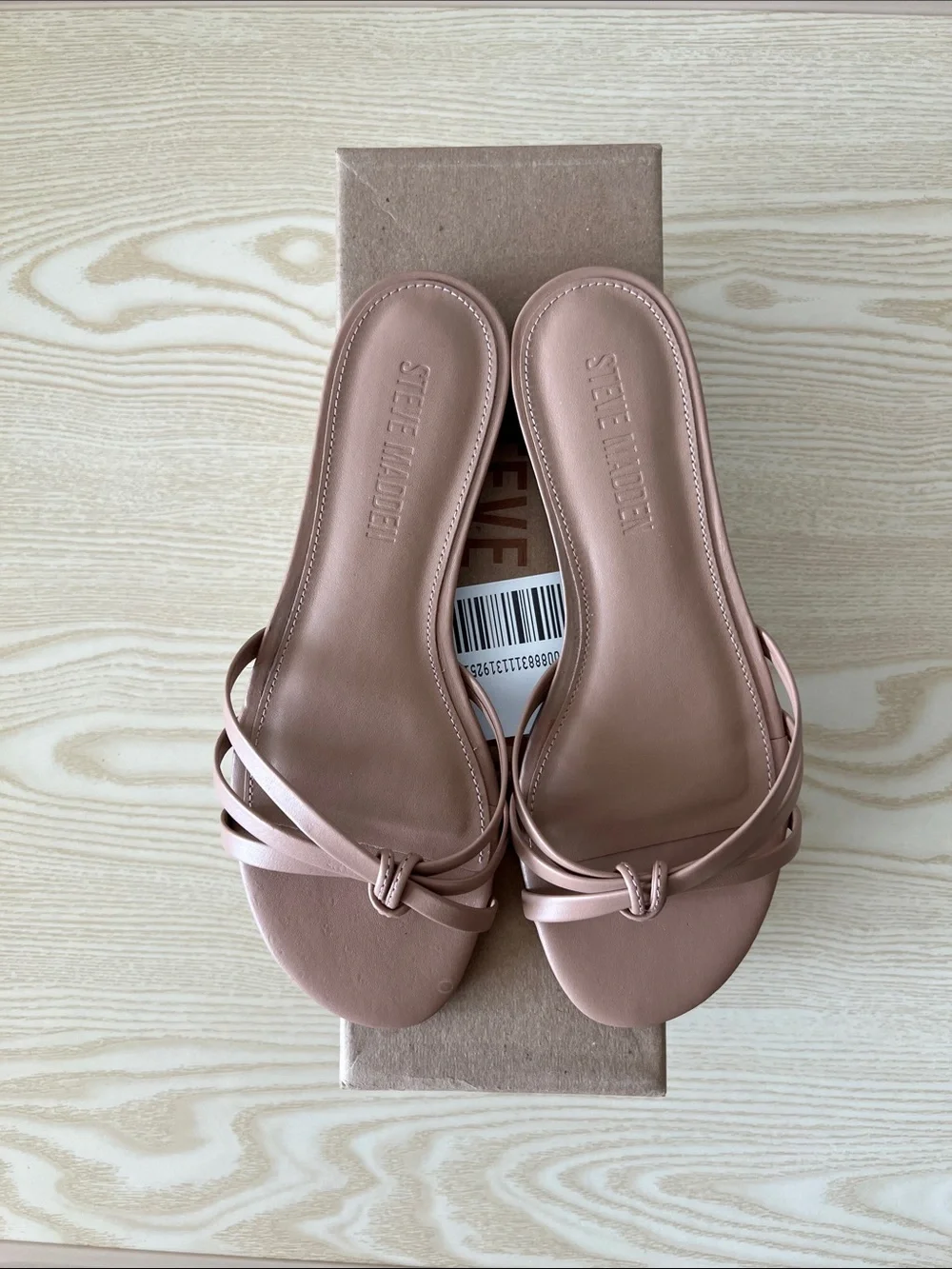 Steve Madden Calissi Beige Strappy Slide Sandals